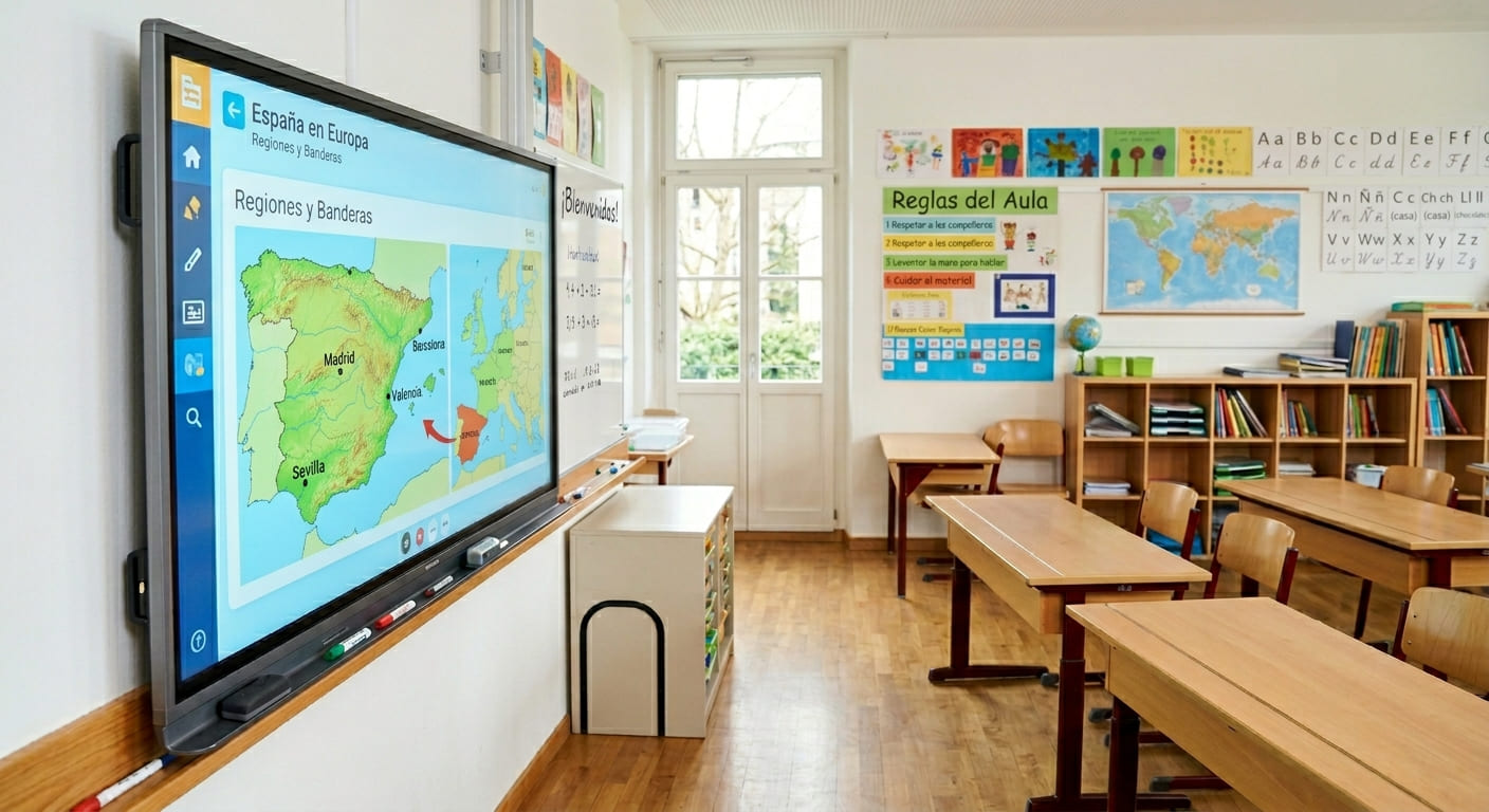 Pizarra interactiva instalada en el aula